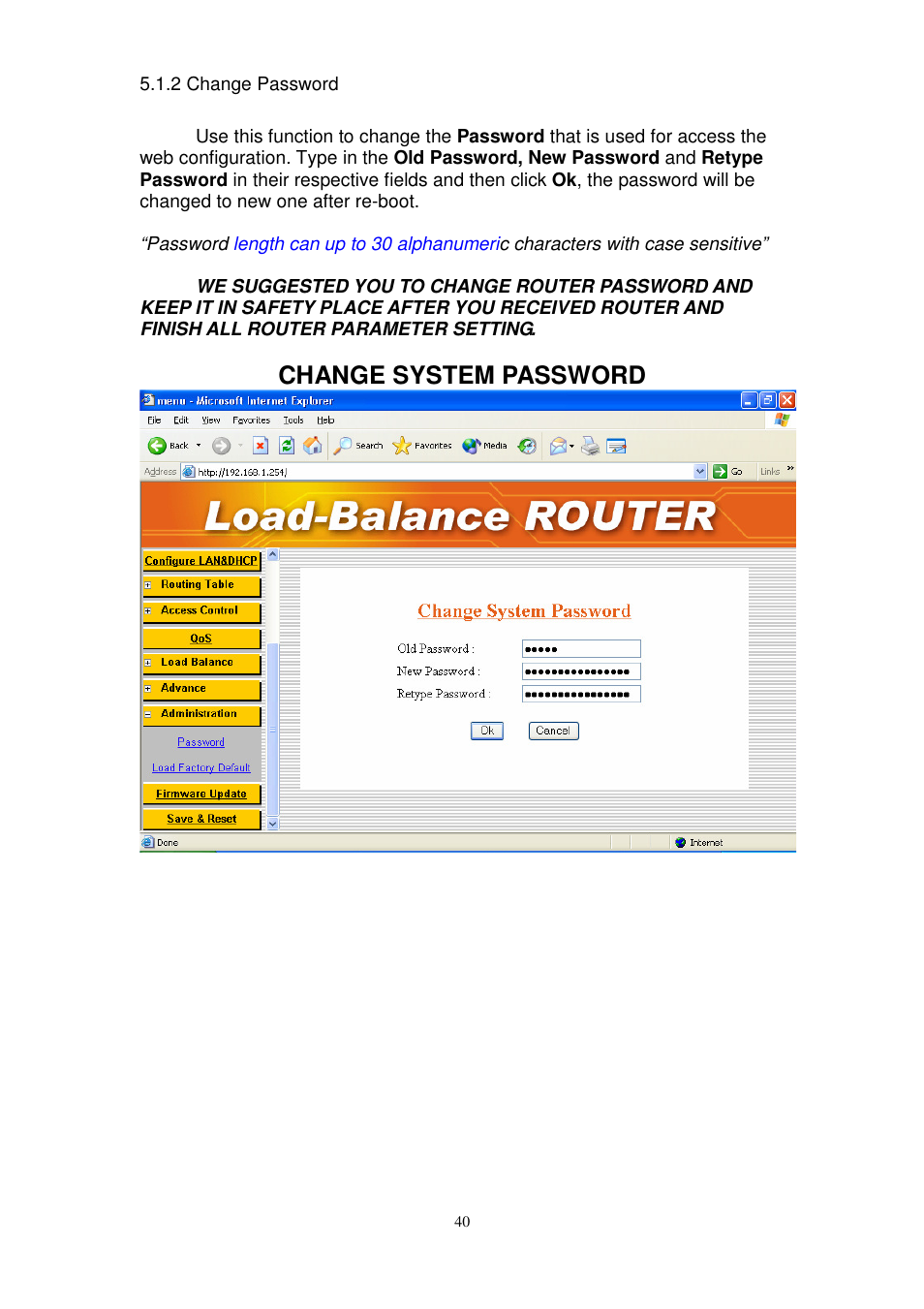 Change system password | PROLiNK MH8241 User Manual | Page 40 / 107