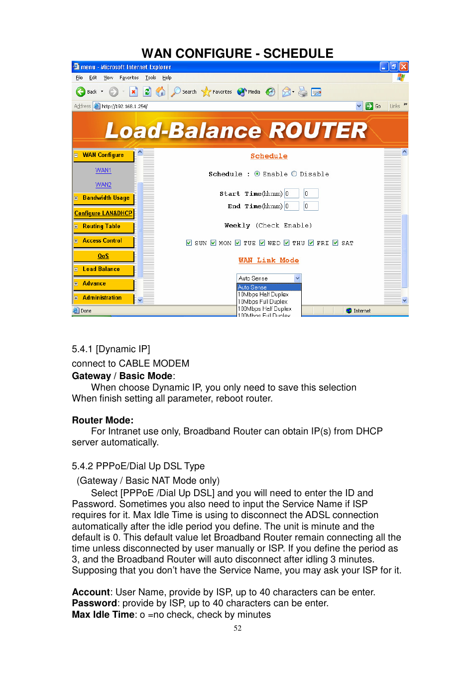 Wan configure - schedule | PROLiNK MH8241 User Manual | Page 52 / 107