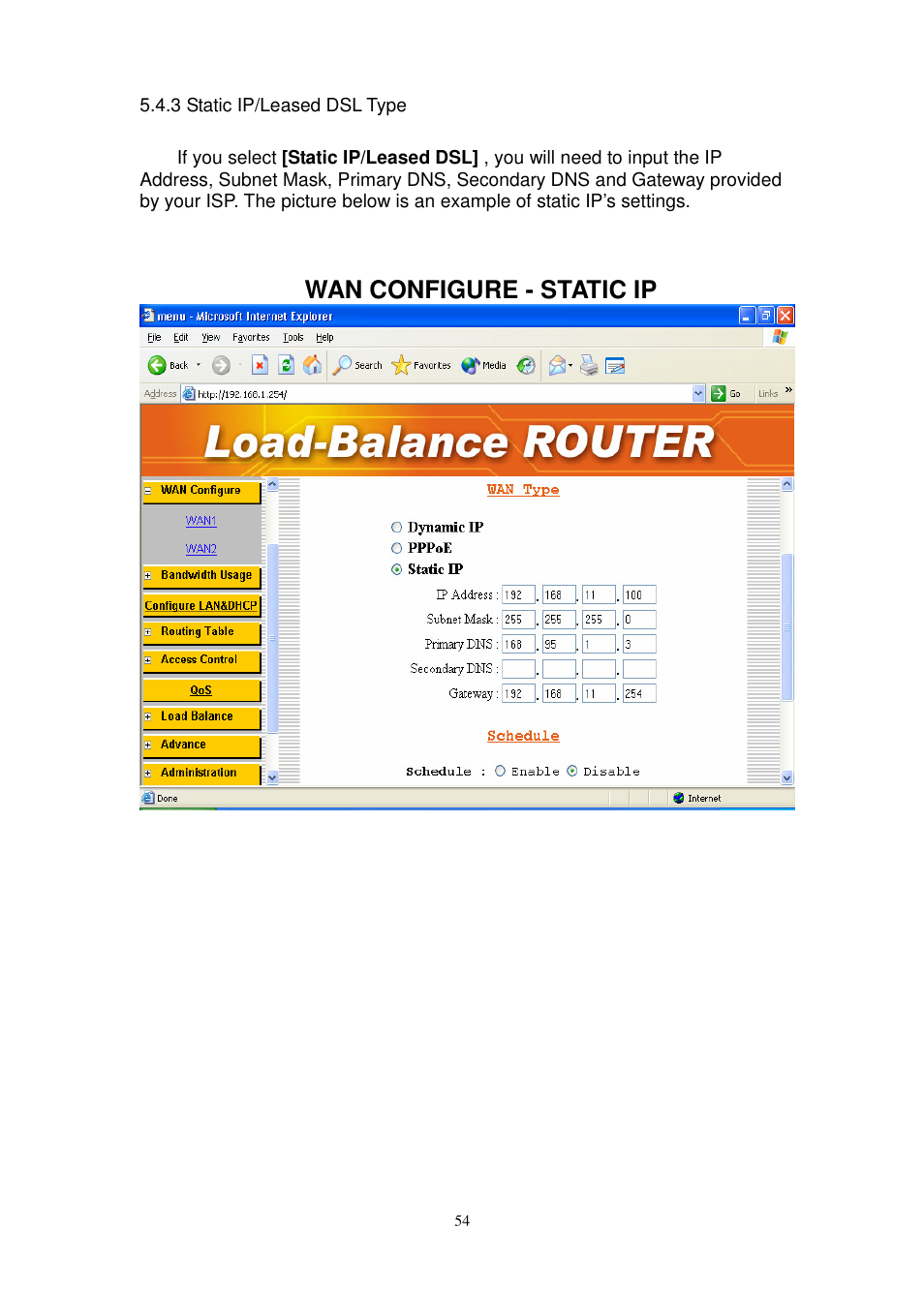 Wan configure - static ip | PROLiNK MH8241 User Manual | Page 54 / 107