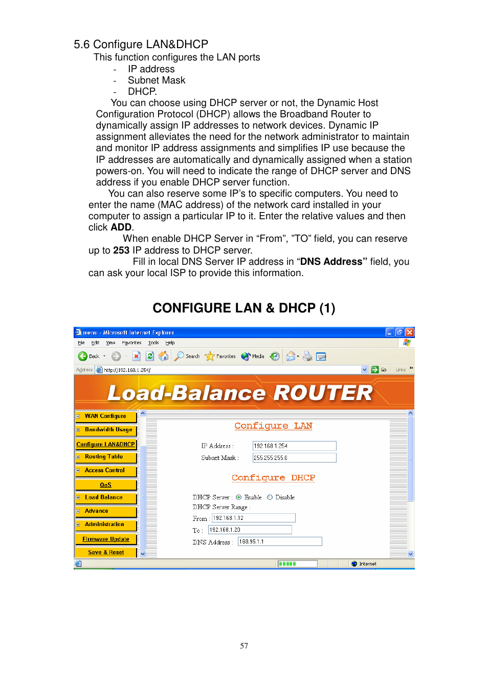 Configure lan & dhcp (1) | PROLiNK MH8241 User Manual | Page 57 / 107