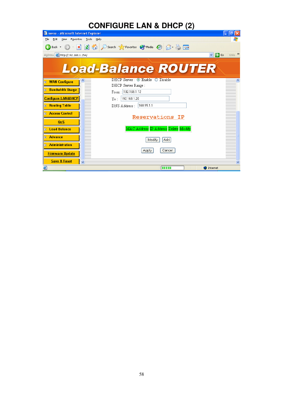 Configure lan & dhcp (2) | PROLiNK MH8241 User Manual | Page 58 / 107