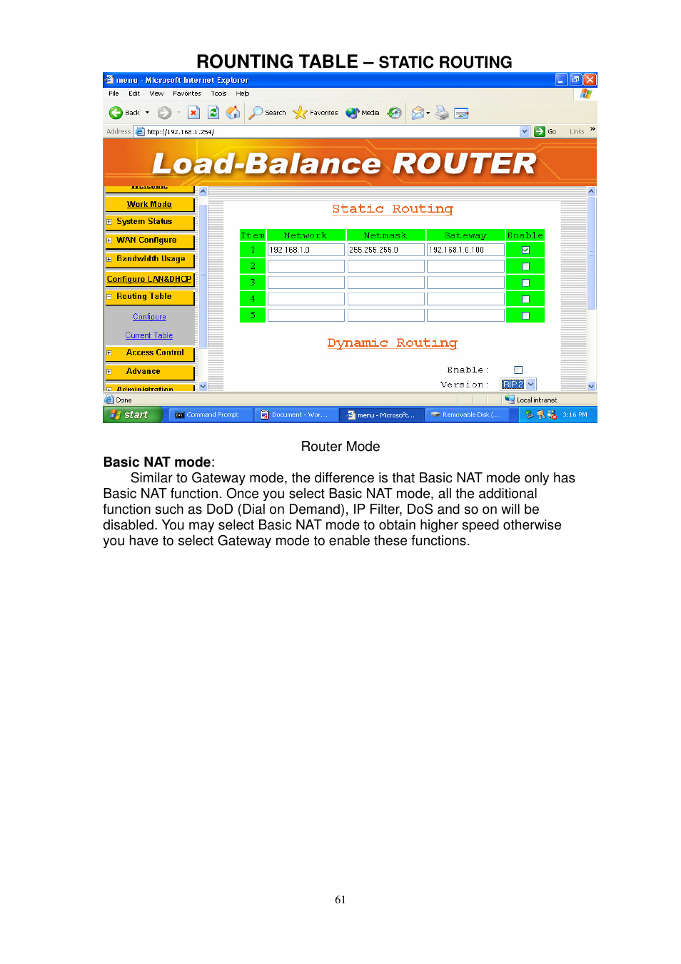 Rounting table | PROLiNK MH8241 User Manual | Page 61 / 107