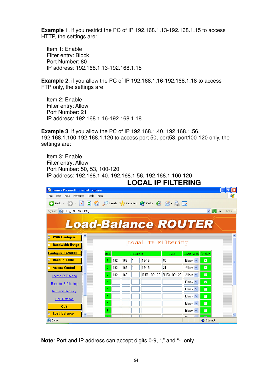 Local ip filtering | PROLiNK MH8241 User Manual | Page 64 / 107
