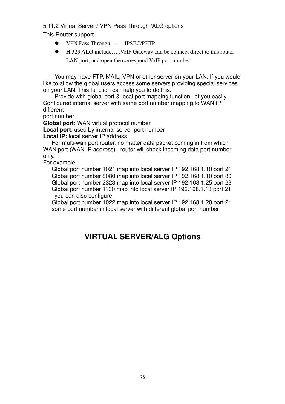Virtual server/alg options | PROLiNK MH8241 User Manual | Page 78 / 107