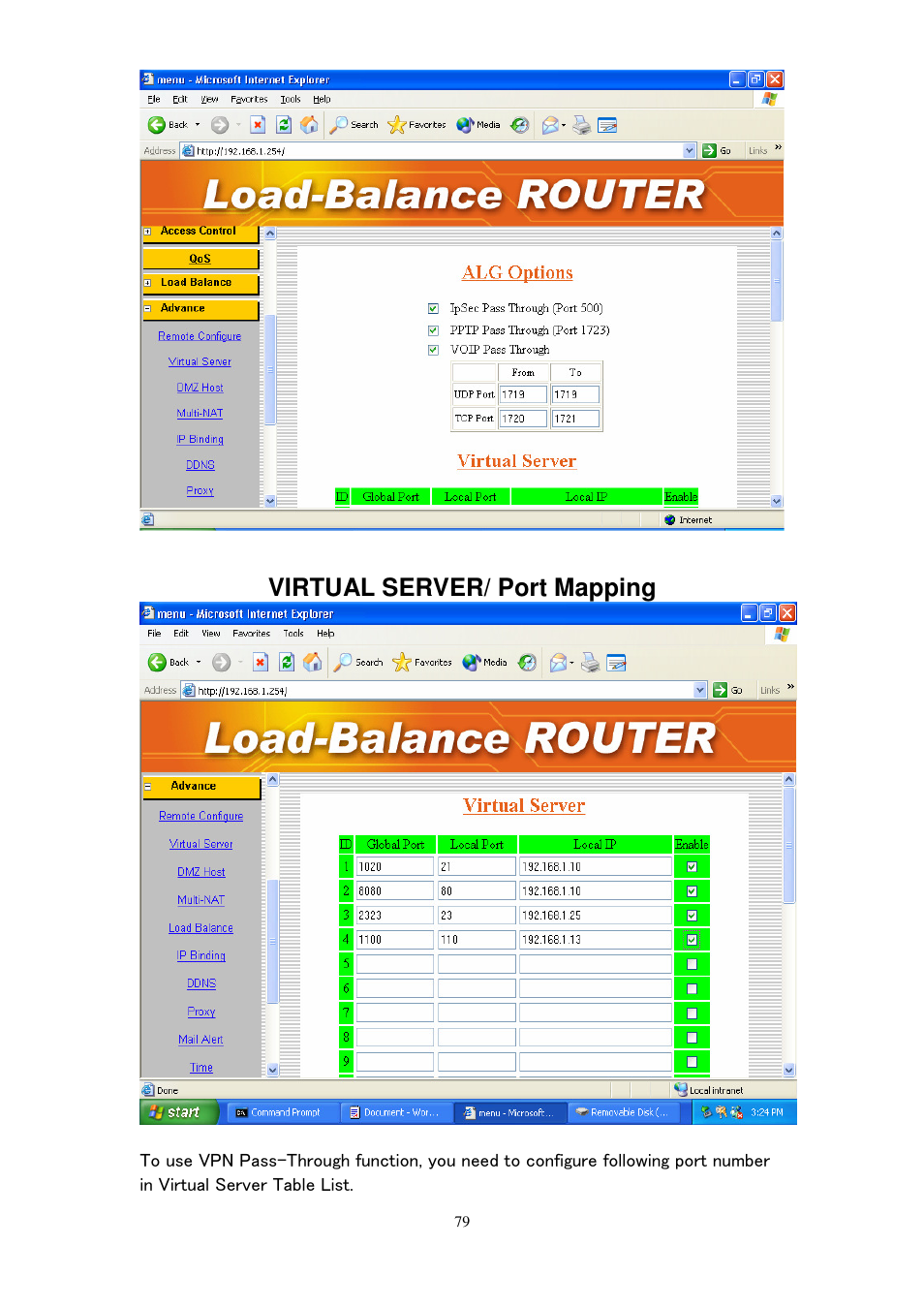 Virtual server/ port mapping | PROLiNK MH8241 User Manual | Page 79 / 107