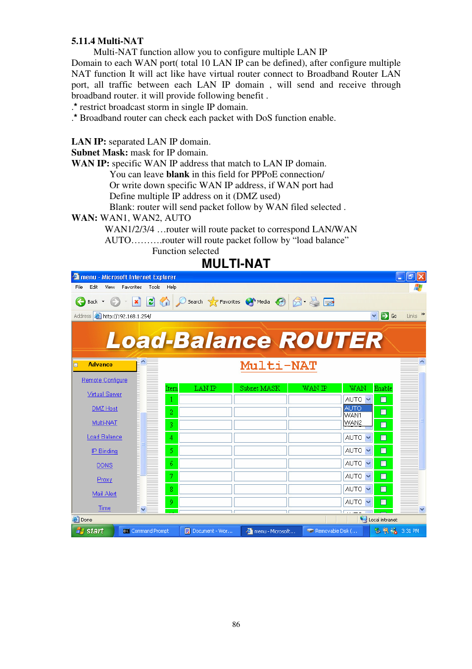 Multi-nat | PROLiNK MH8241 User Manual | Page 86 / 107