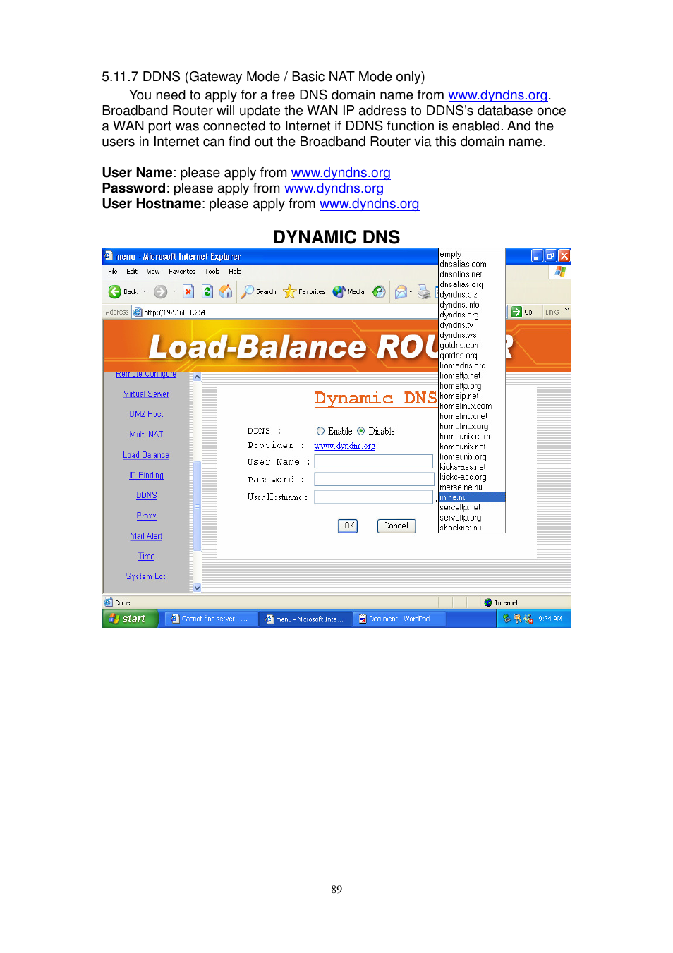 Dynamic dns | PROLiNK MH8241 User Manual | Page 89 / 107