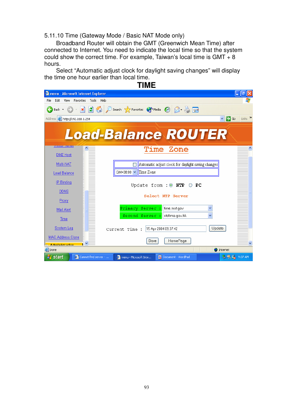 Time | PROLiNK MH8241 User Manual | Page 93 / 107