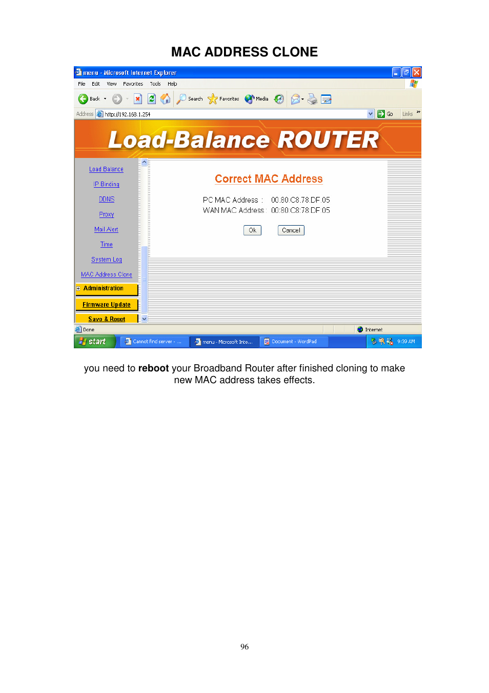 Mac address clone | PROLiNK MH8241 User Manual | Page 96 / 107