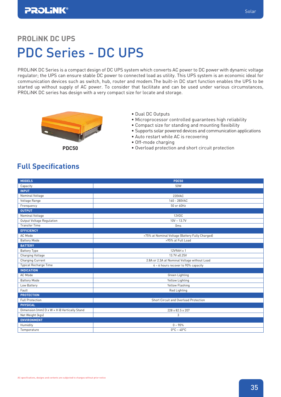 PROLiNK PDC Series - DC UPS User Manual | 6 pages
