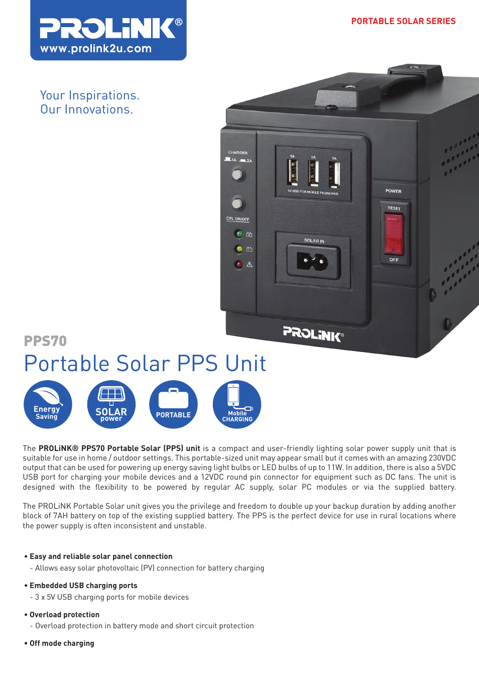 PROLiNK PPS70 User Manual | 2 pages