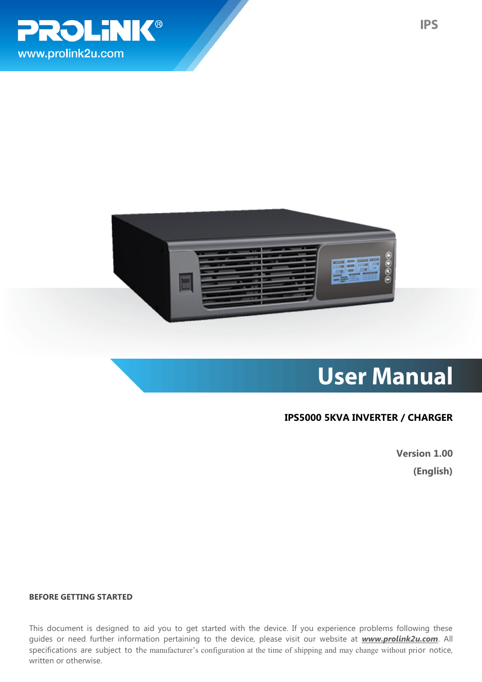 PROLiNK IPS5000 User Manual | 20 pages