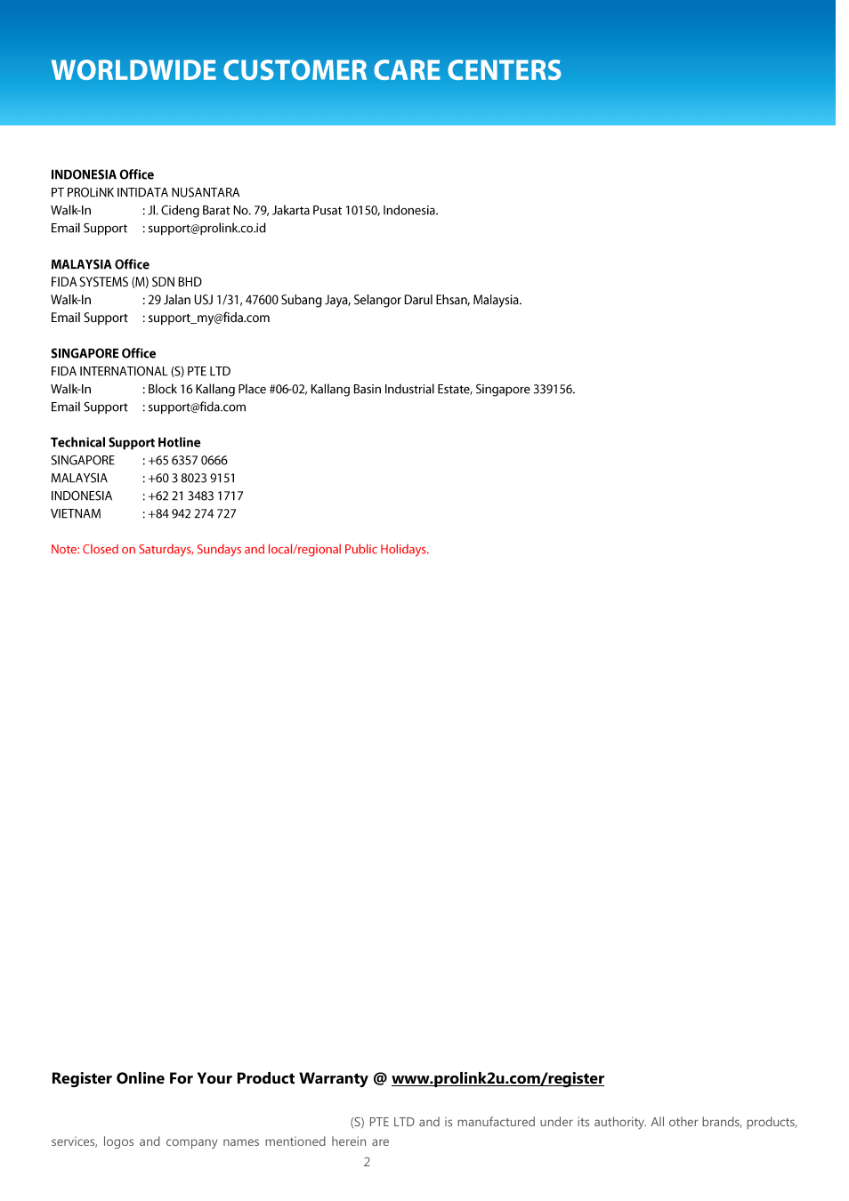 PROLiNK IPS5000 User Manual | Page 20 / 20