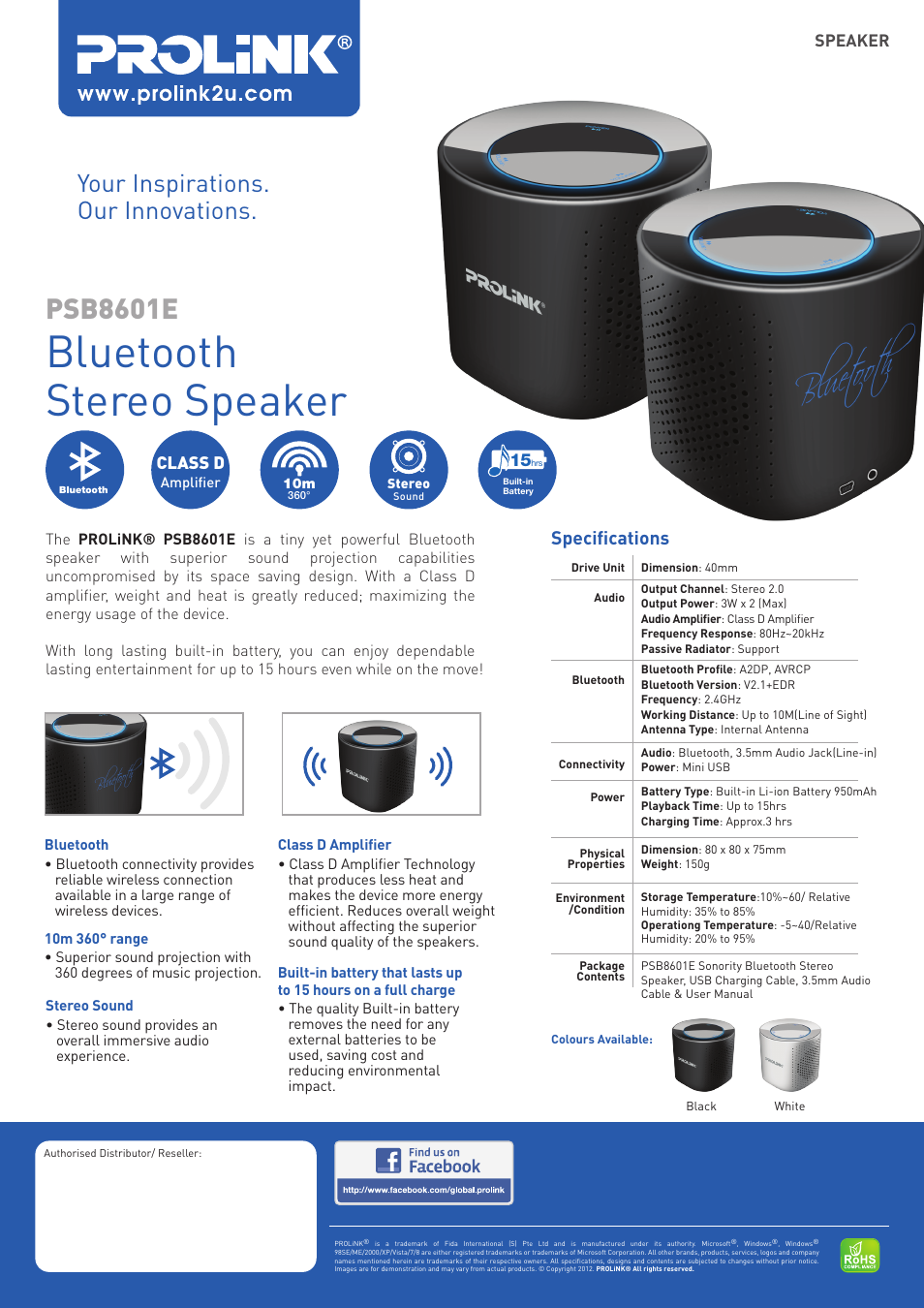 PROLiNK PSB8601E User Manual | 1 page