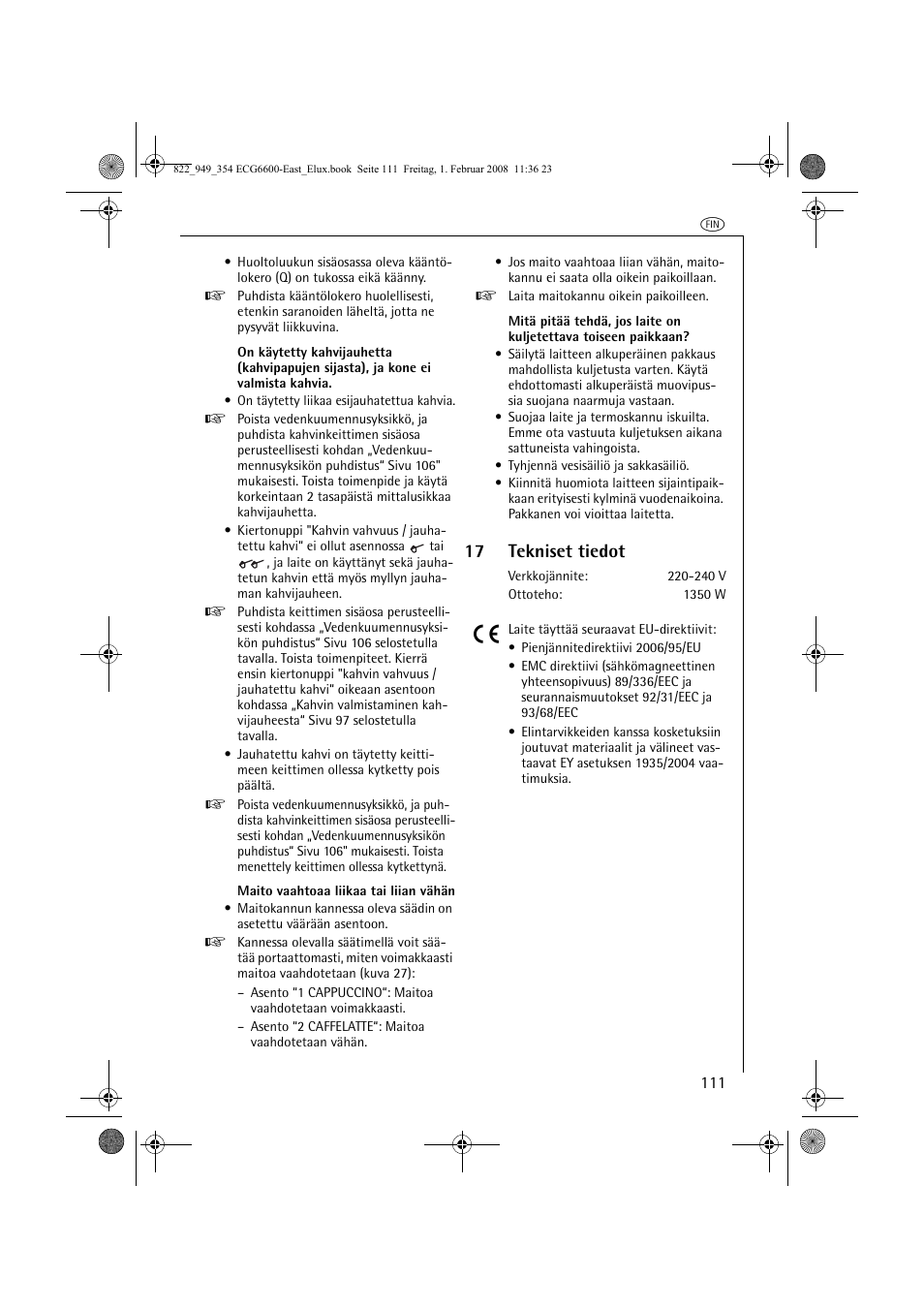 17 tekniset tiedot | Electrolux ECG6600 User Manual | Page 111 / 616