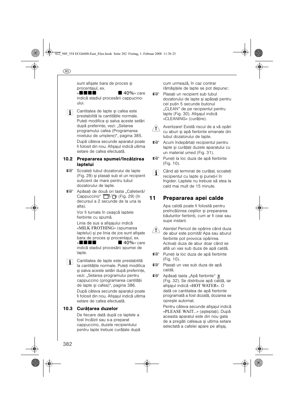 11 prepararea apei calde | Electrolux ECG6600 User Manual | Page 382 / 616