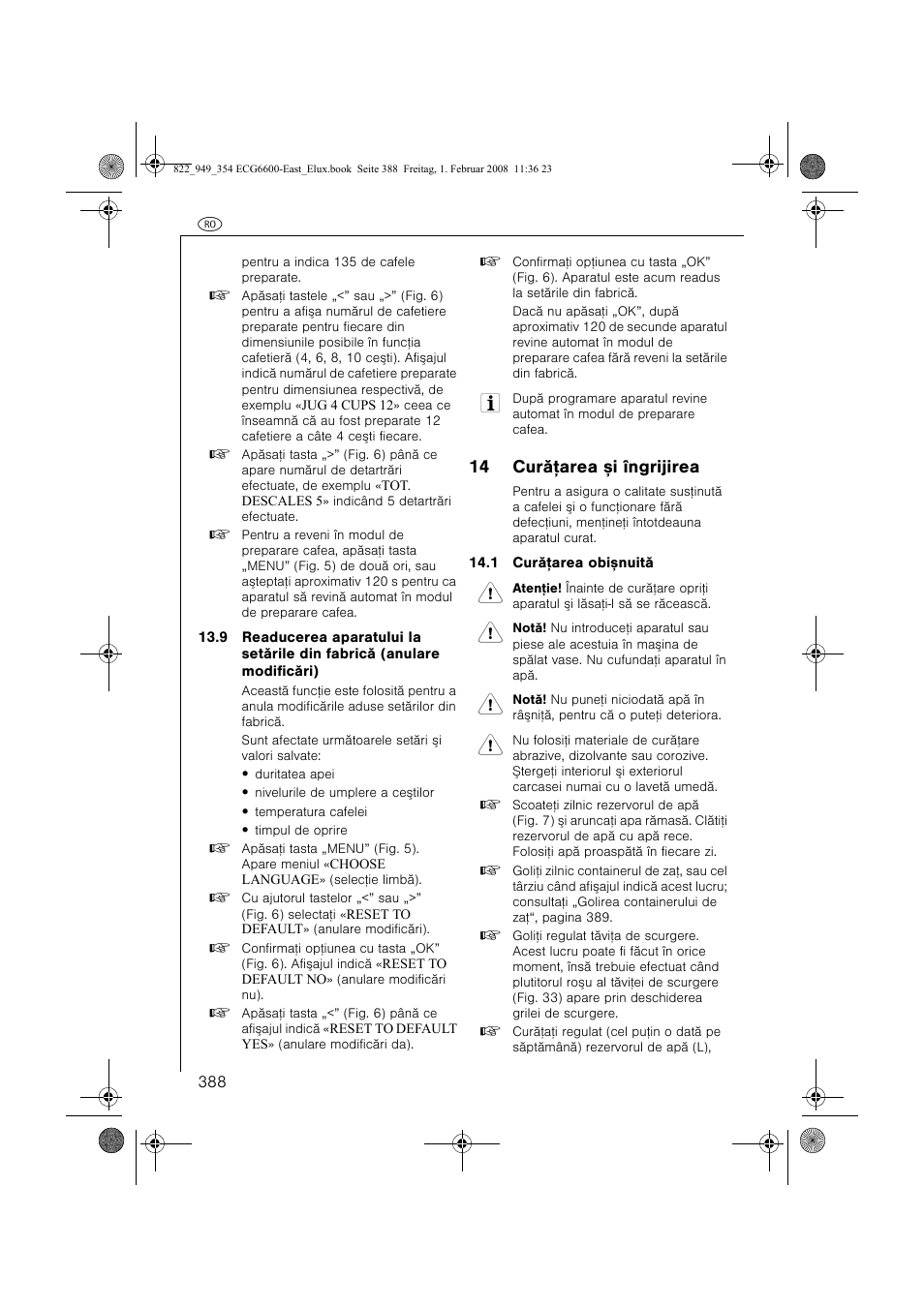 14 curãþarea ºi îngrijirea | Electrolux ECG6600 User Manual | Page 388 / 616