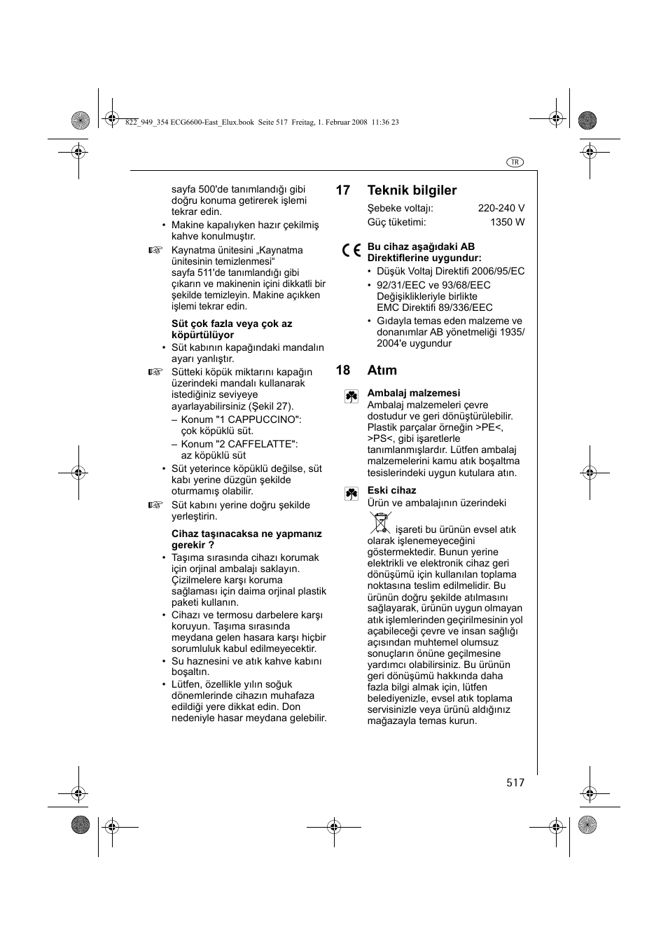 17 teknik bilgiler, 18 atım 2 | Electrolux ECG6600 User Manual | Page 517 / 616