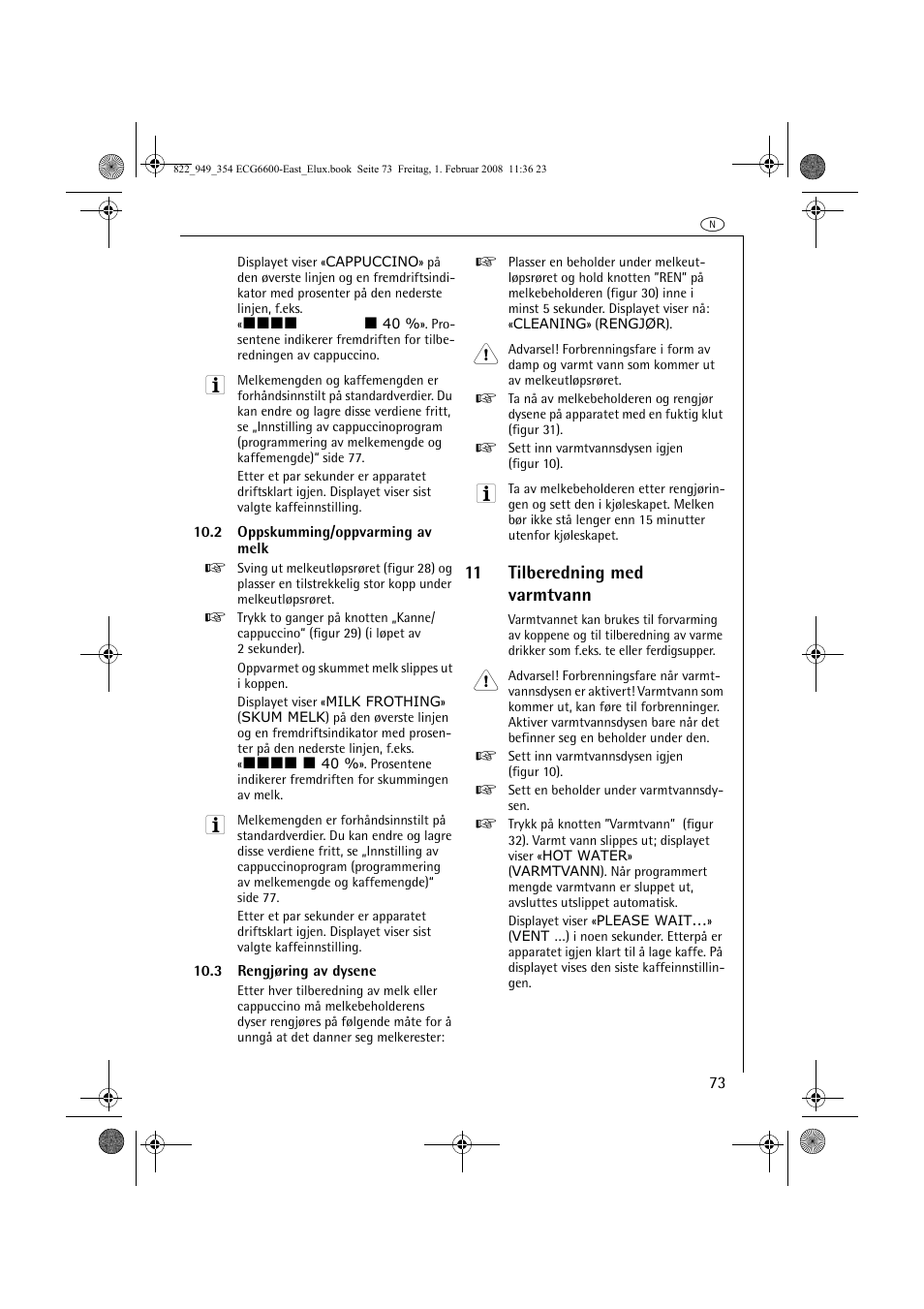 11 tilberedning med varmtvann | Electrolux ECG6600 User Manual | Page 73 / 616