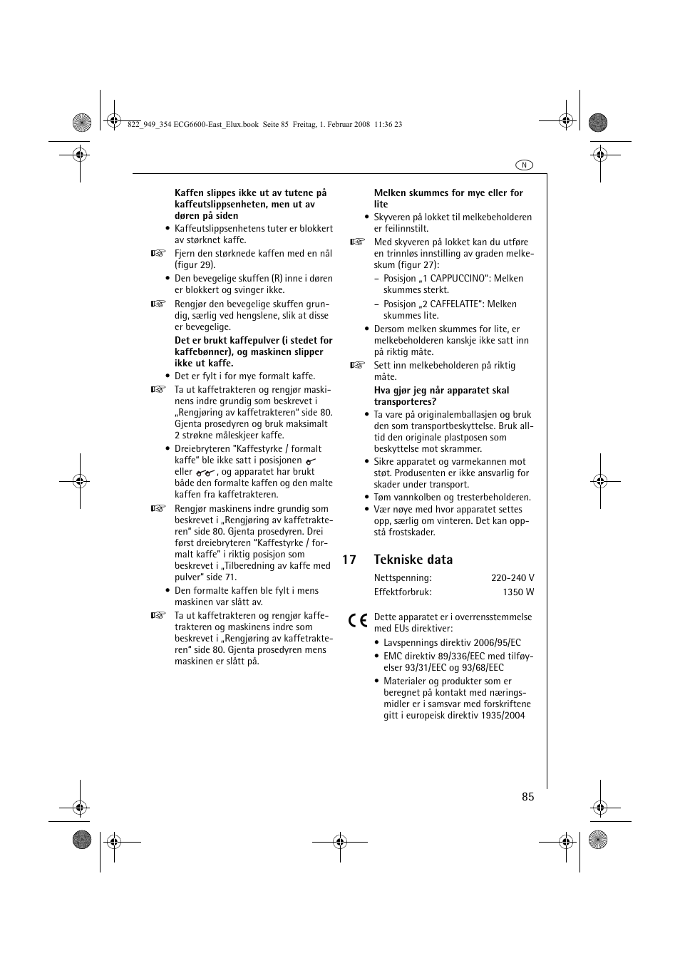 17 tekniske data | Electrolux ECG6600 User Manual | Page 85 / 616