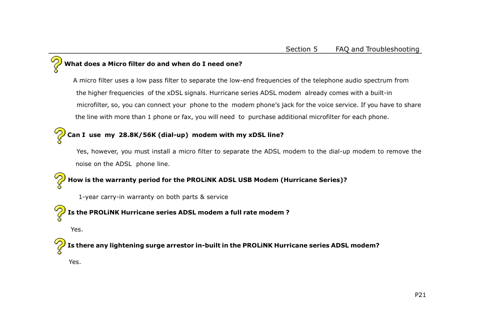 PROLiNK HURRICANE 8000 ADSL MODEM User Manual | Page 24 / 30