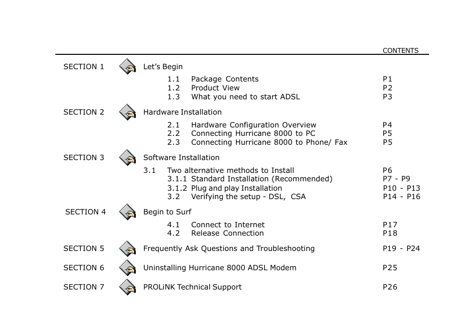 PROLiNK HURRICANE 8000 ADSL MODEM User Manual | Page 3 / 30