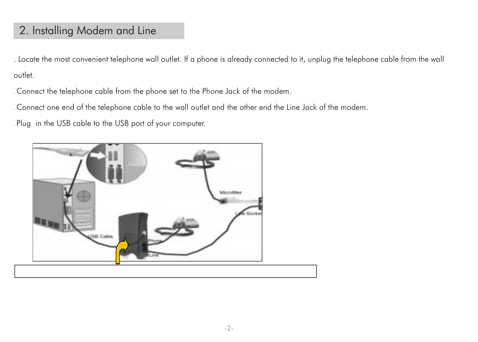 Installing modem and line | PROLiNK Hurricane 7000 User Manual | Page 4 / 21
