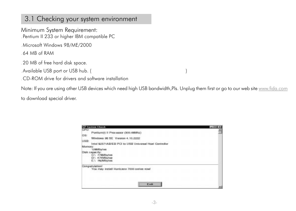 1 checking your system environment, Minimum system requirement, Intel usb chipset recommended | PROLiNK Hurricane 7000 User Manual | Page 5 / 21