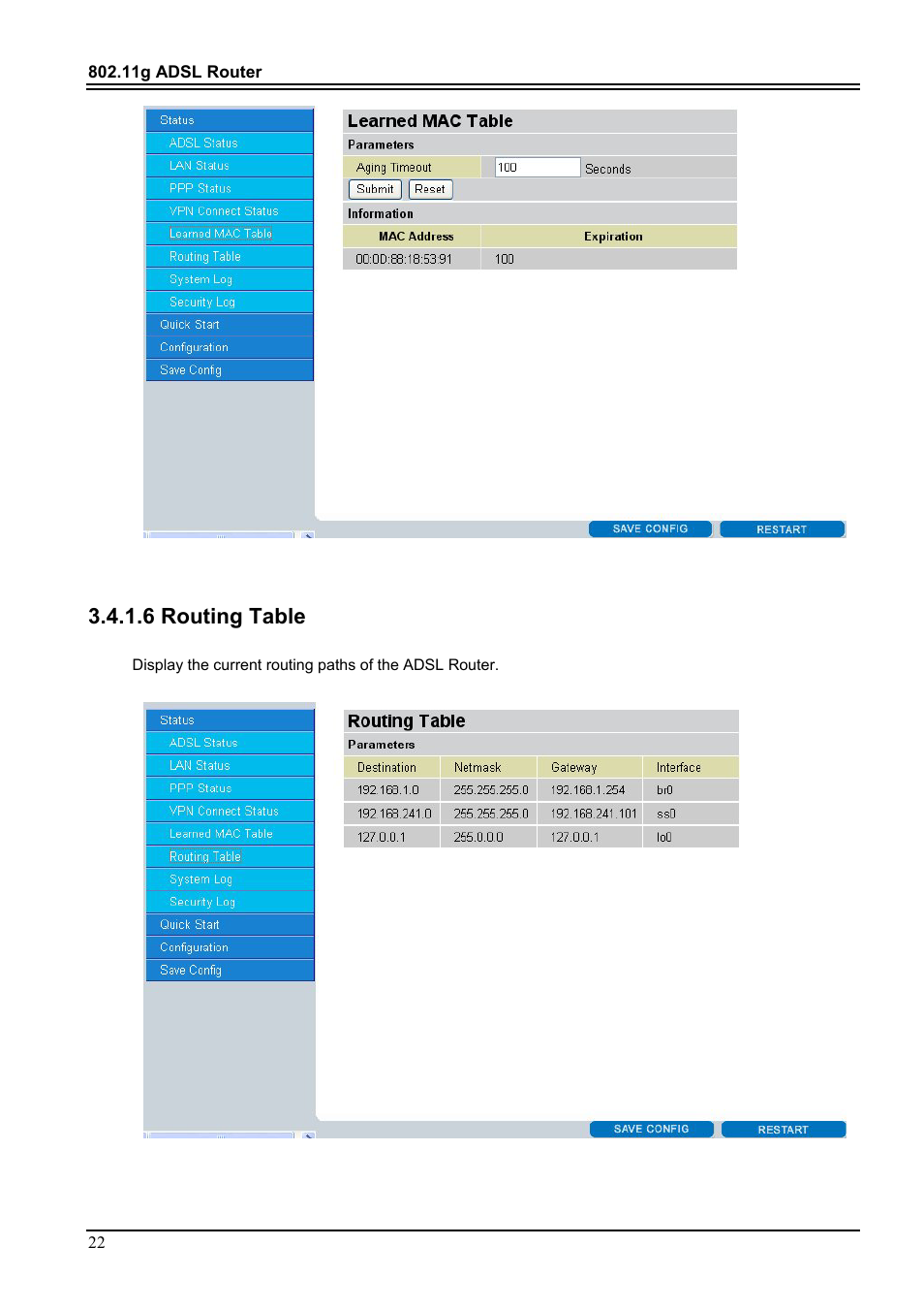 6 routing table | PROLiNK Hurricane 9000G User Manual | Page 26 / 62