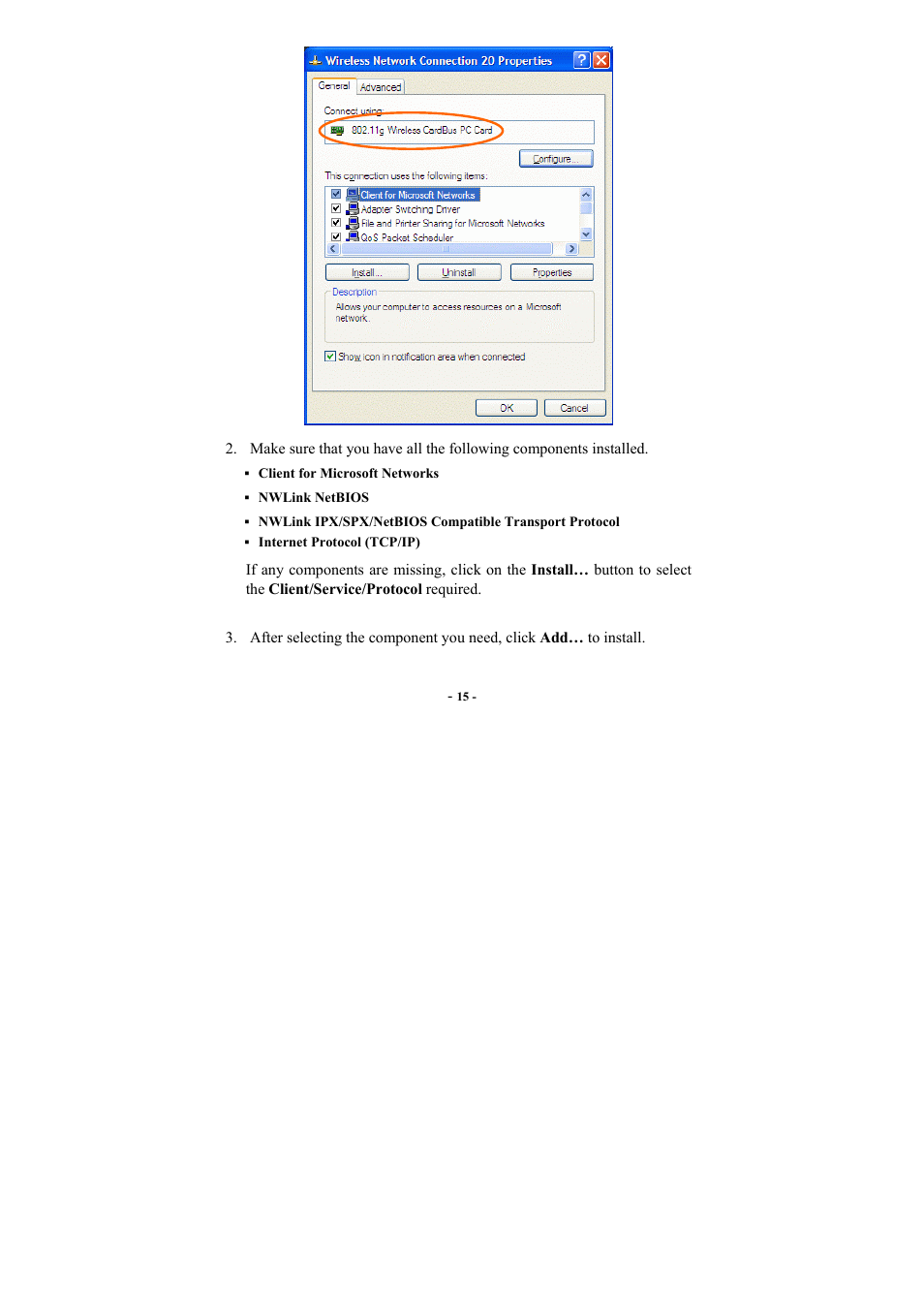PROLiNK WG3000 Wireless LAN Card 802.11g User Manual | Page 19 / 36