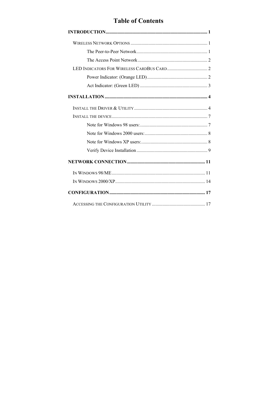 PROLiNK WG3000 Wireless LAN Card 802.11g User Manual | Page 3 / 36