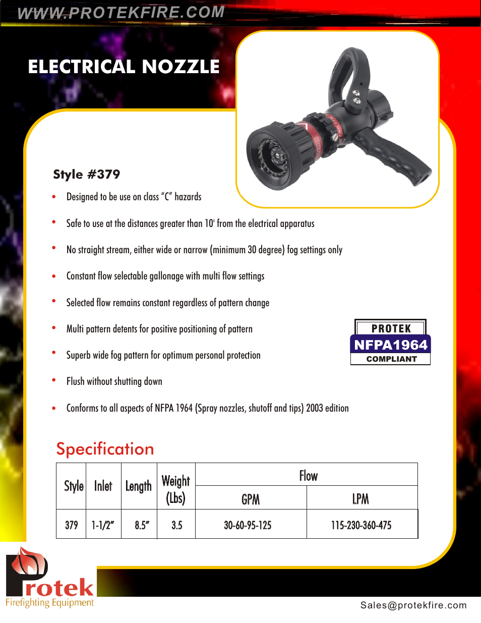 Protek 379 Electric Nozzle User Manual | 1 page