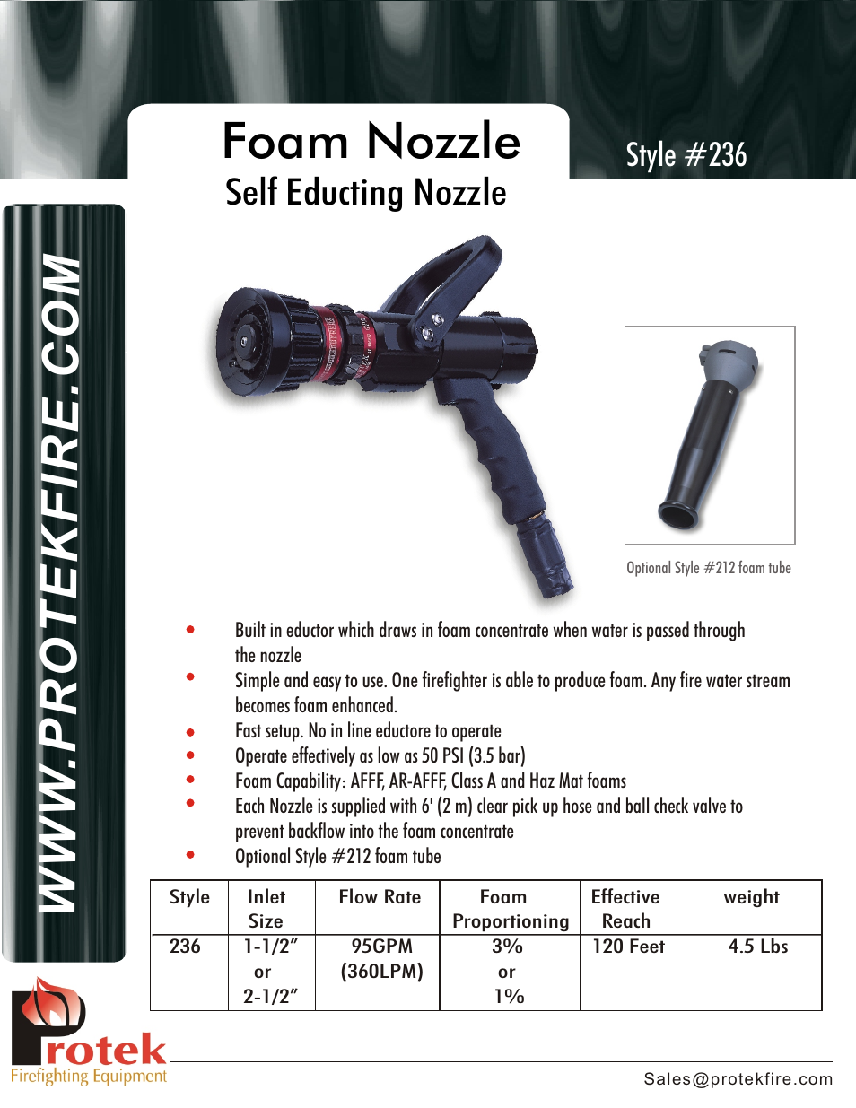 Protek 236 Self-Educing Nozzle User Manual | 1 page