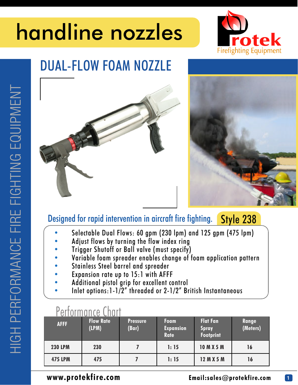 Protek 238 Dual-Flow Foam Nozzle User Manual | 1 page