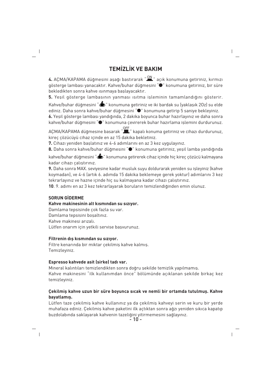 Tem‹zl‹k ve bakim | SINBO SCM 2926 User Manual | Page 11 / 69