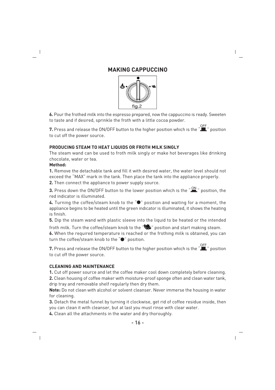 Making cappuccino | SINBO SCM 2926 User Manual | Page 17 / 69