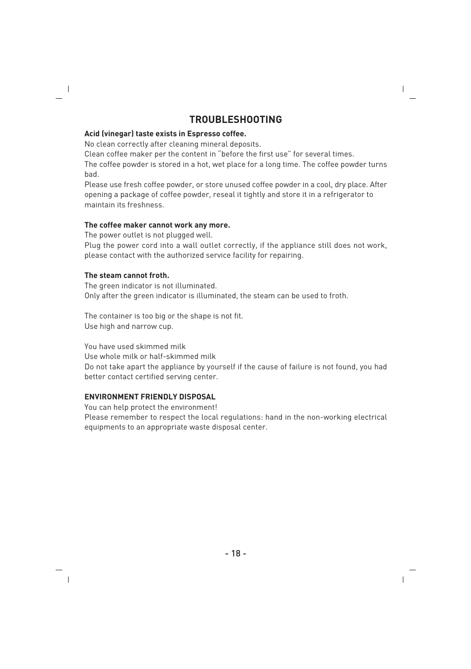 Troubleshooting | SINBO SCM 2926 User Manual | Page 19 / 69