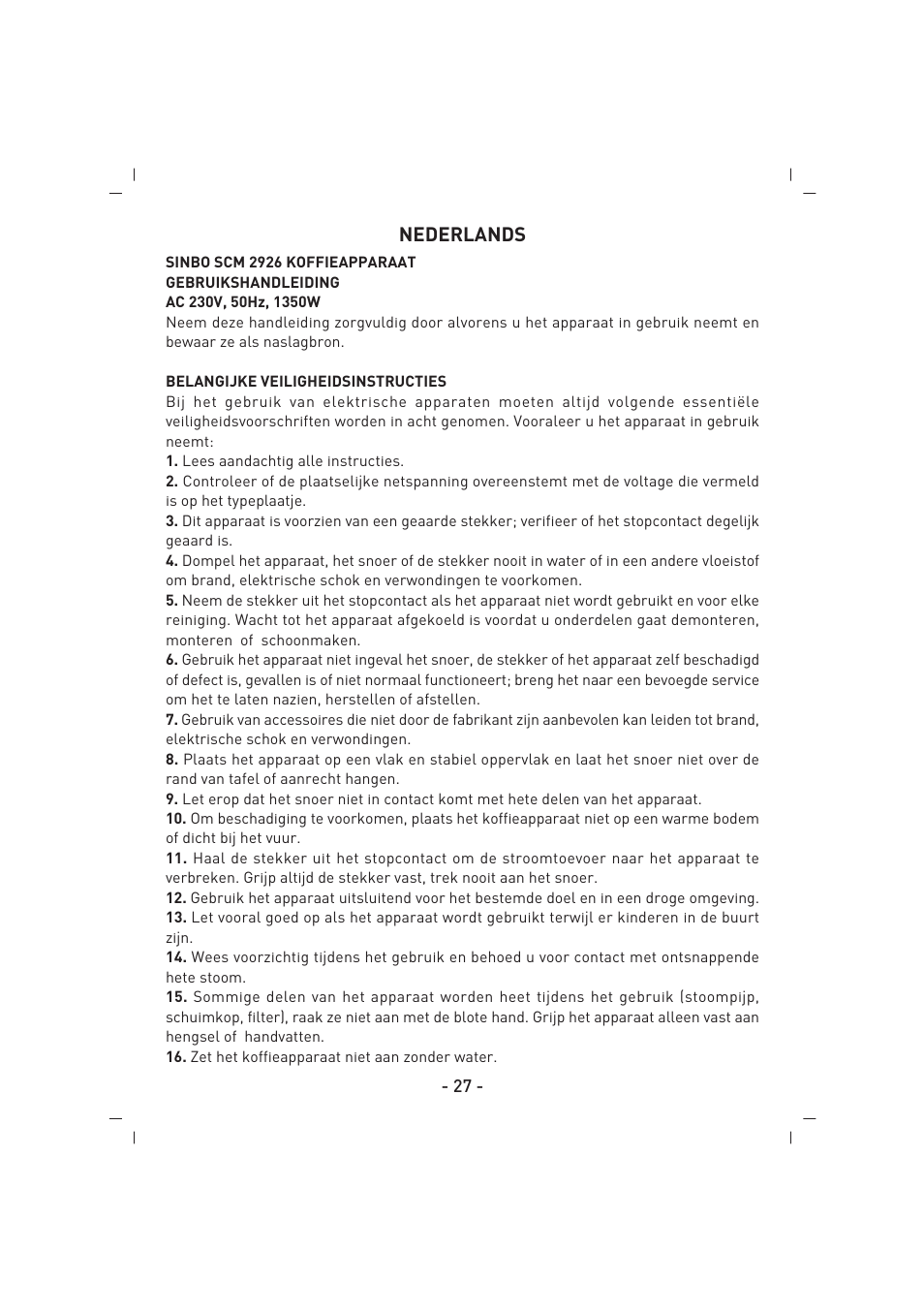 SINBO SCM 2926 User Manual | Page 28 / 69