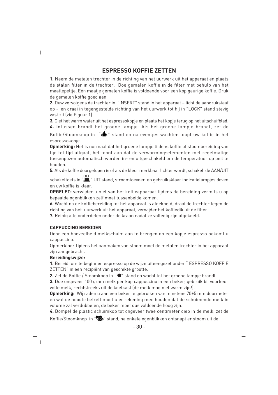 Espresso koffie zetten | SINBO SCM 2926 User Manual | Page 31 / 69