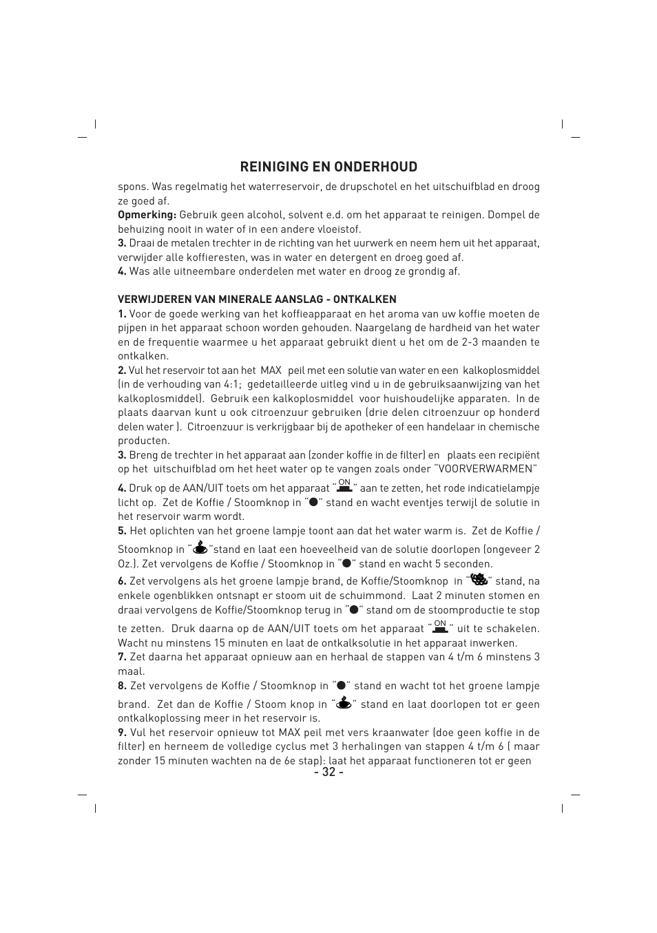 Reiniging en onderhoud | SINBO SCM 2926 User Manual | Page 33 / 69