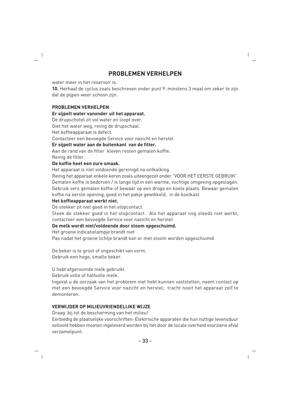 Problemen verhelpen | SINBO SCM 2926 User Manual | Page 34 / 69