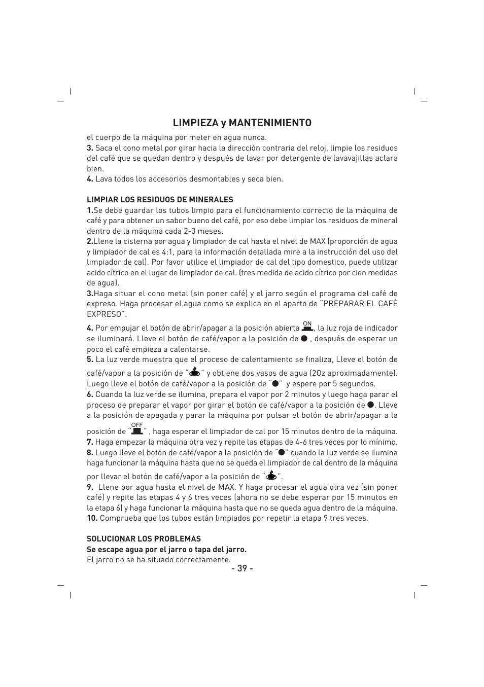 Limpieza y mantenimiento | SINBO SCM 2926 User Manual | Page 40 / 69
