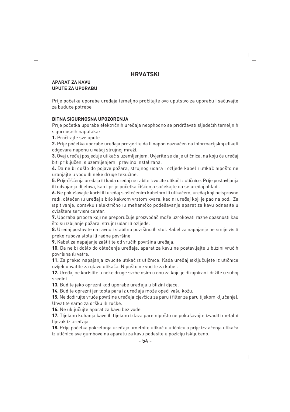 Hrvatski | SINBO SCM 2926 User Manual | Page 55 / 69