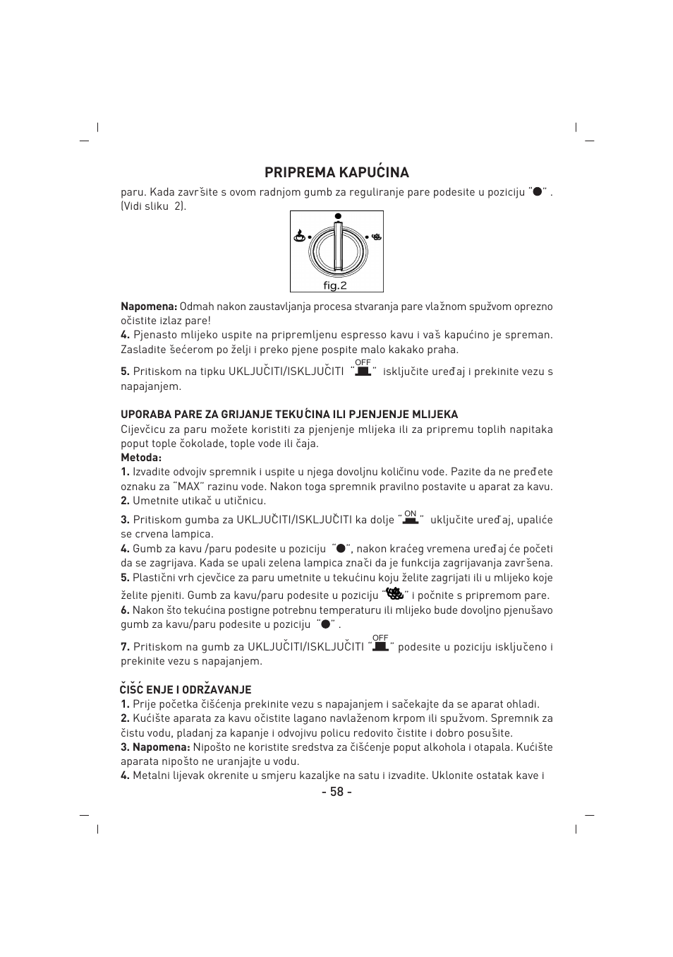 Priprema kapu´cina | SINBO SCM 2926 User Manual | Page 59 / 69