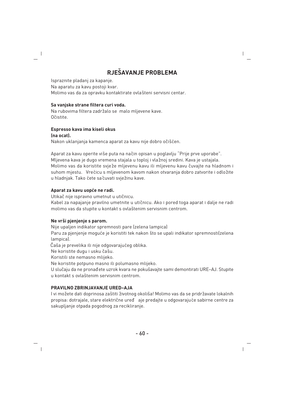 Rjeˇsavanje problema | SINBO SCM 2926 User Manual | Page 61 / 69