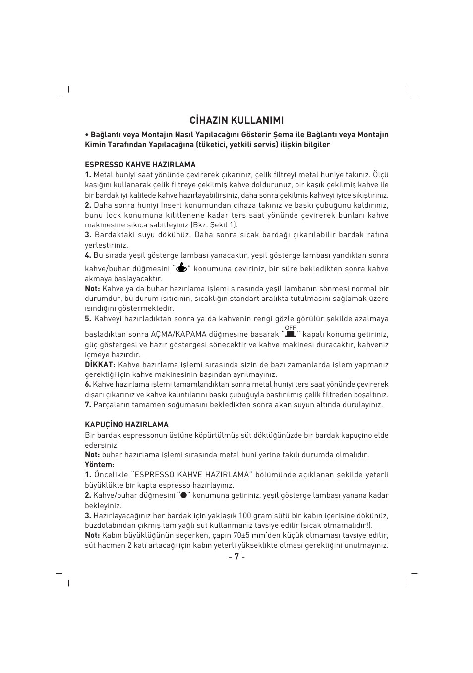 C‹hazin kullanimi | SINBO SCM 2926 User Manual | Page 8 / 69