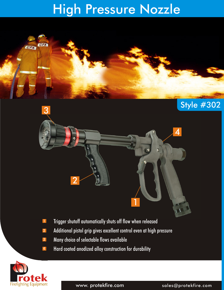 High pressure nozzle, Style #302 | Protek 302 High Pressure Trigger Shutoff User Manual | Page 2 / 2