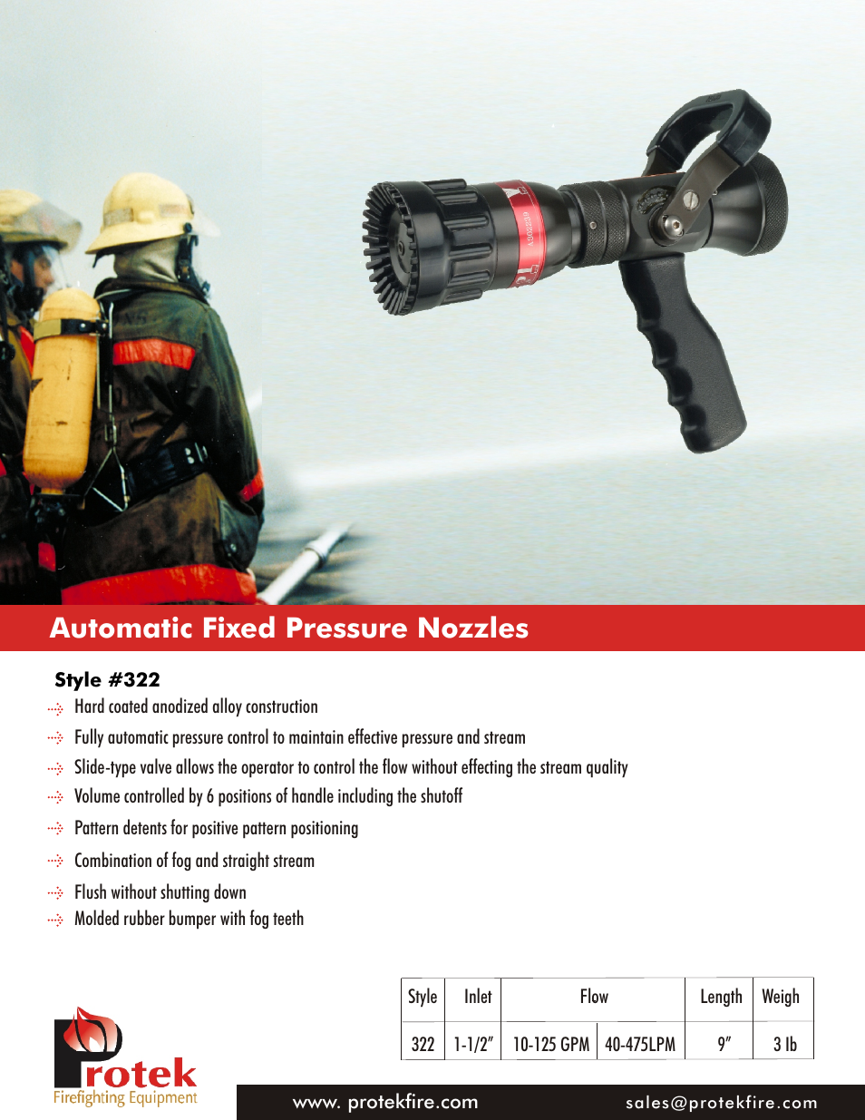 Protek 322 1.5 Automatic Nozzle User Manual | 1 page