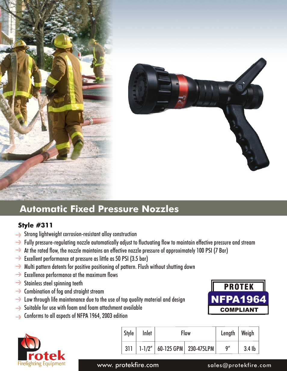 Protek 311 1.5 Automatic Nozzle User Manual | 1 page