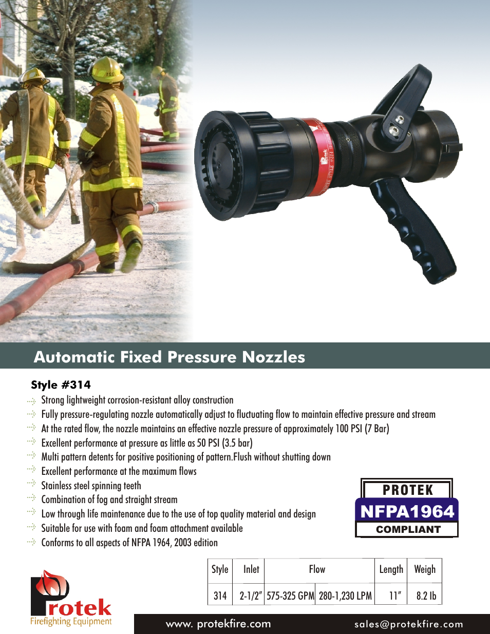 Protek 314 2.5 Automatic Nozzle User Manual | 1 page